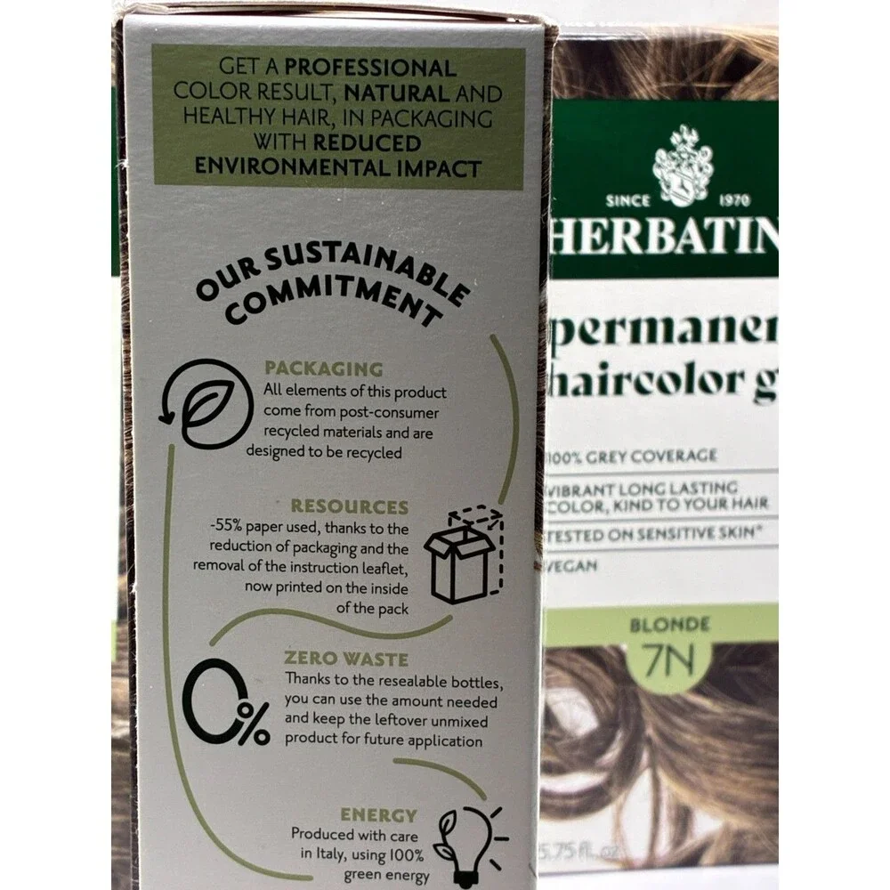 3 Pack Herbatint Permanent Hair Color Gel - 7N Blonde Vegan Organic Hair Dye